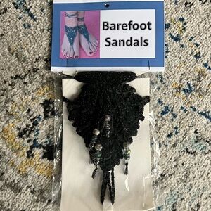 Black and Silver Beaded Barefoot Sandals